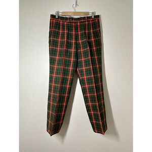 Tattersall LTD Red and Green Plaid Pleated Golf Pants 34 Squire Vintage